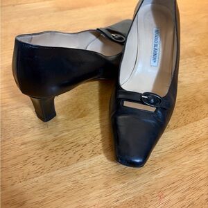 90’s Women’s Manolo Blahnik Mary Jane Pumps Black Leather US 7.5 Original Bag.